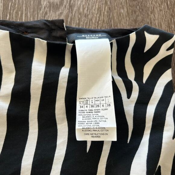 Weekend Max Mara Zebra Print Shift Dress Tunic Top Black White Cotton EU 38 US 4 - Picture 8 of 16